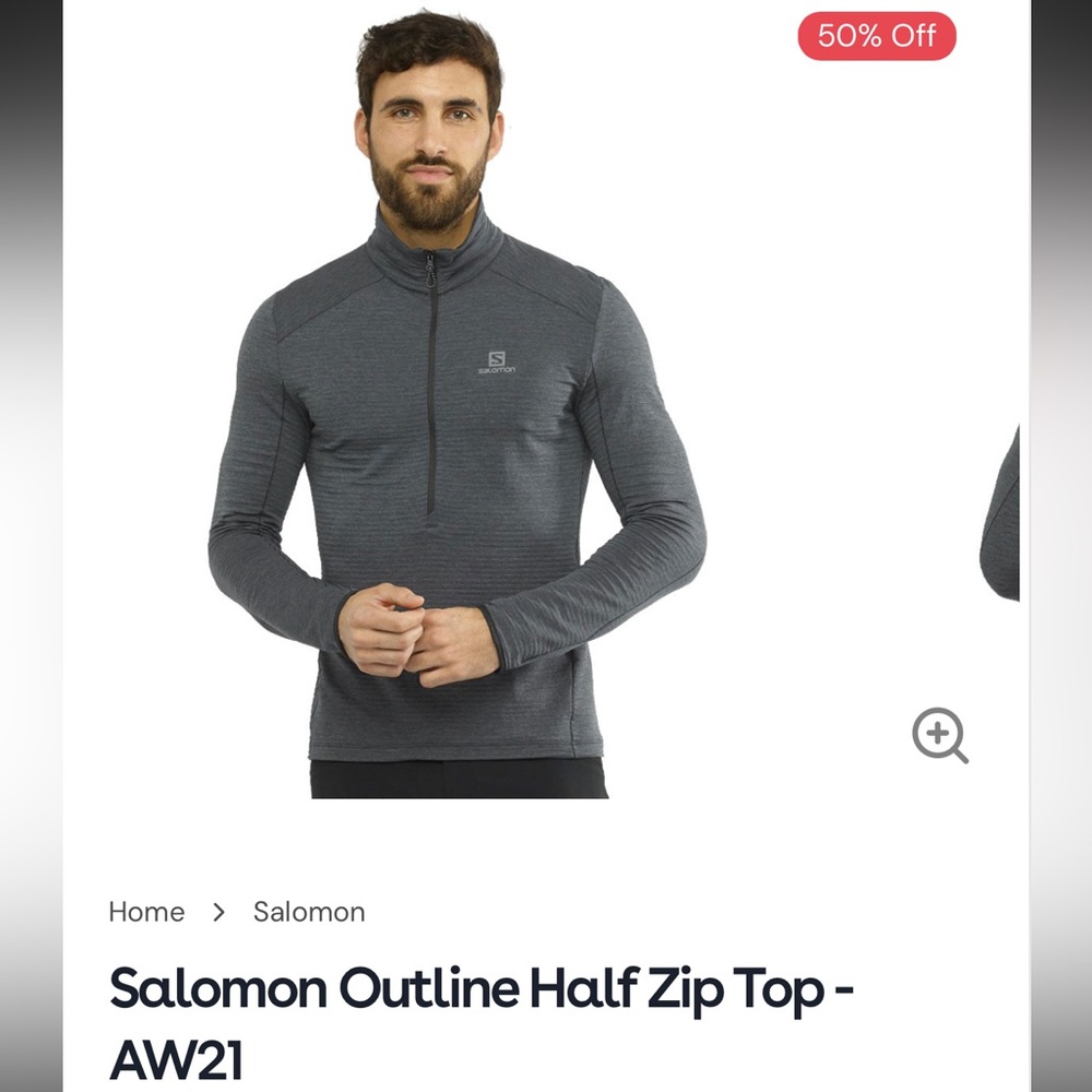 Salomon Ribbed Outline Half Zip Pullover - Dark Blue - Picture 3 of 7